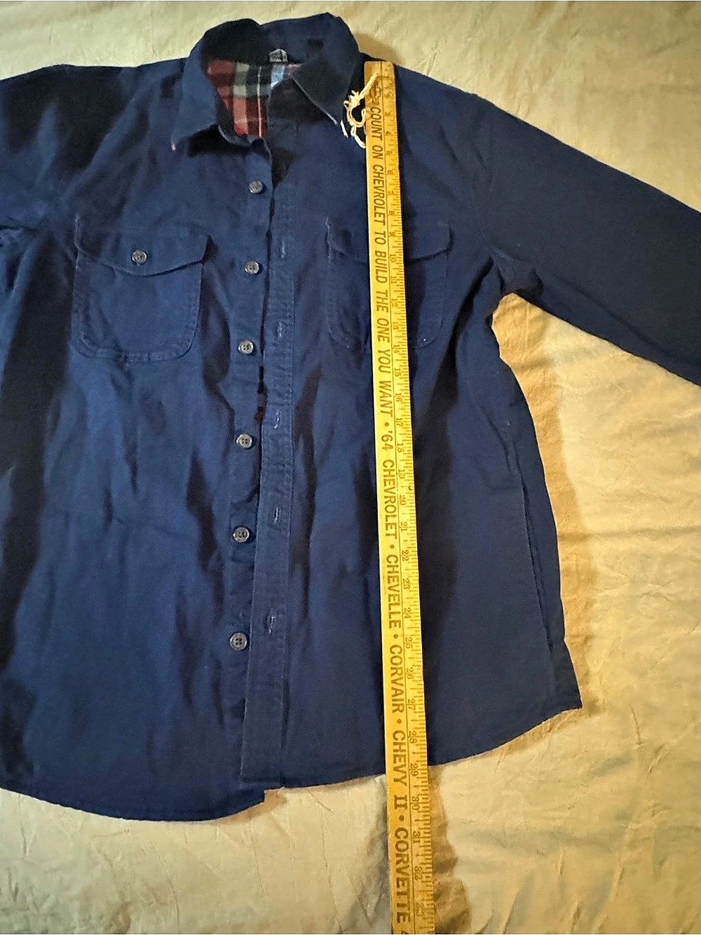 Lands' End Men's Navy with Plaid Flannel Lining Shirt Jacket Size Medium